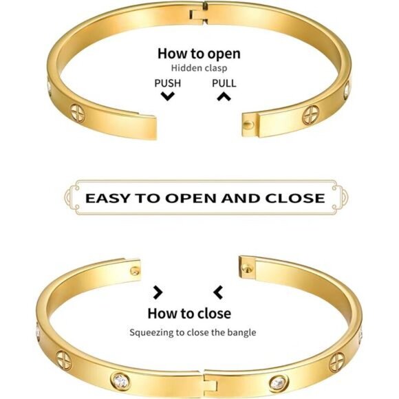 Gold-Tone Screw Design Jewelry Set – Necklace, Earrings & Bangle Bracelet - Picture 5 of 5